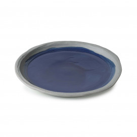 Assiette plate en porcelaine - 23.5 cm - Bleu