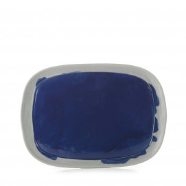 Assiette plate en porcelaine - 33 cm - Bleu