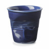 Gobelet froissé en porcelaine - 8 cl - Bleu Indigo