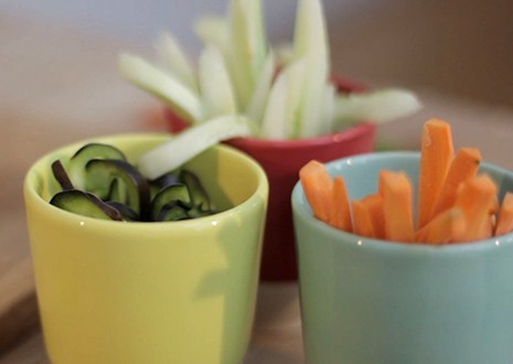 Roasted red pepper hummus and avocado tzaziki dips