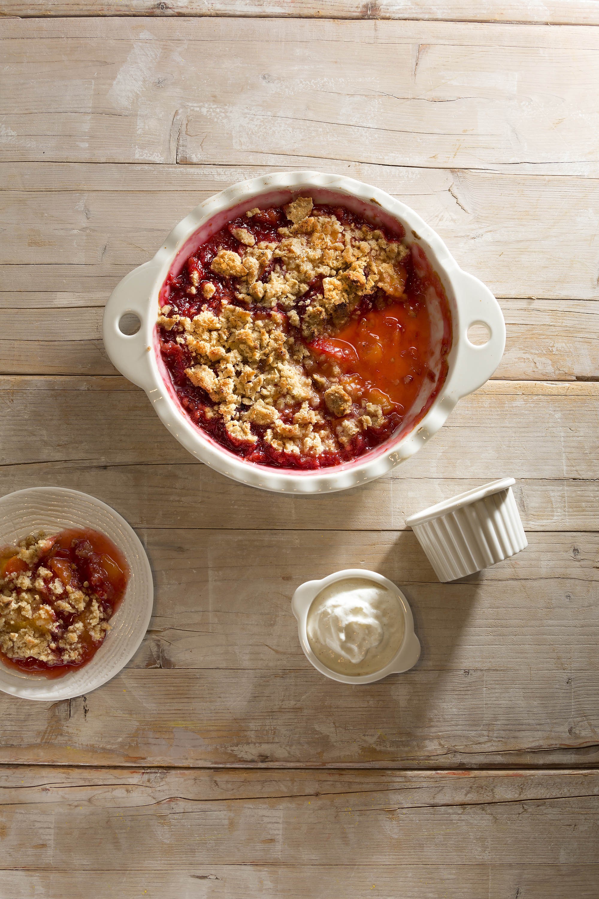 Peach crisp with brown butter crumble