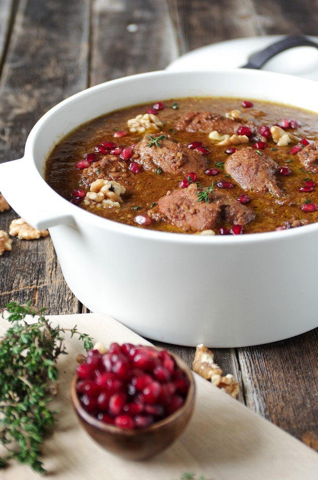 Persian Pomegranate and Walnut Stew (Khoresht Fesenjan) by coffee and crayon